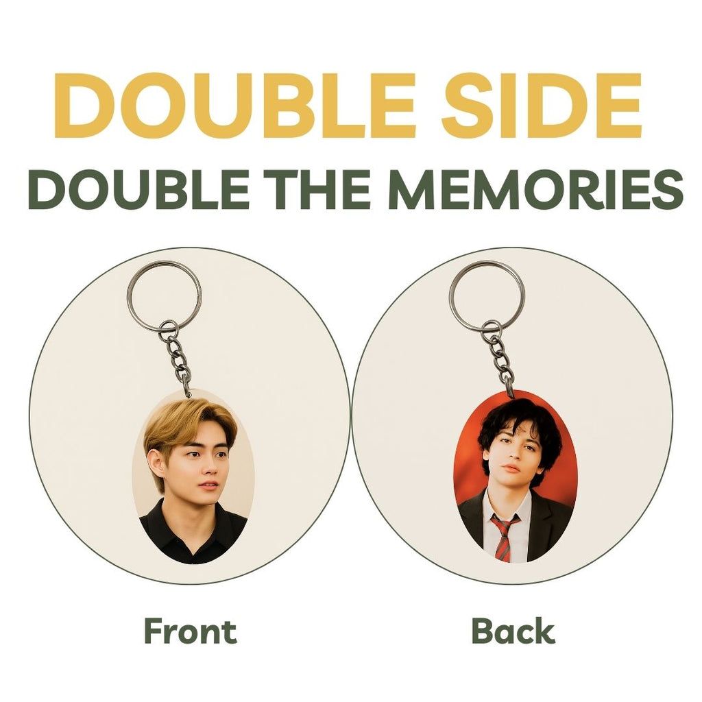 Oval Mdf Double Side Photo Keychain