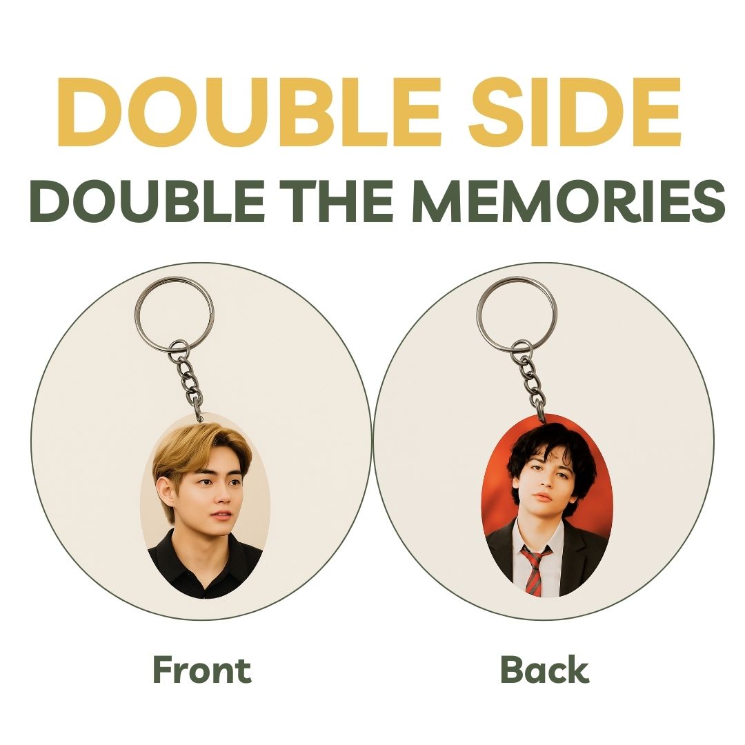 Oval Mdf Double Side Photo Keychain