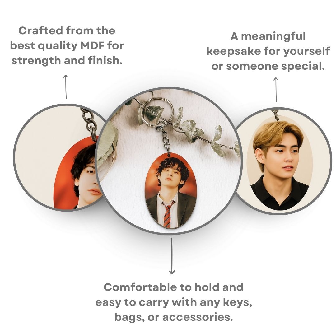 Oval Mdf Double Side Photo Keychain