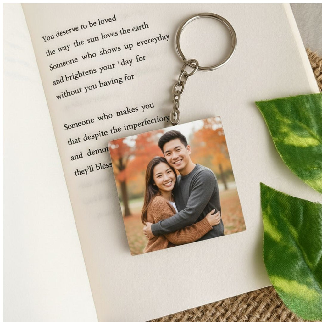 Square Mdf Double Side Photo Keychain