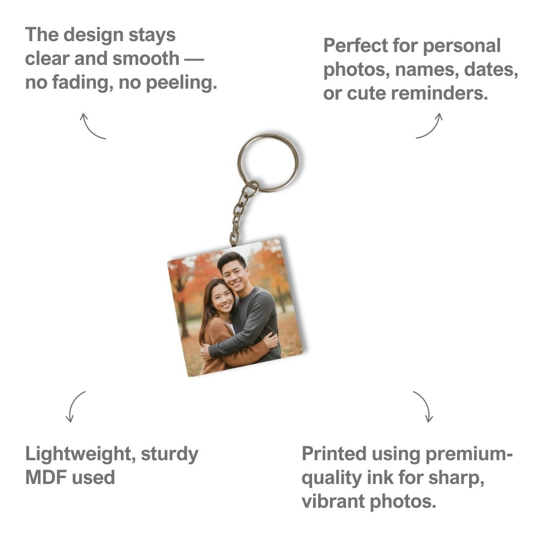 Square Mdf Double Side Photo Keychain