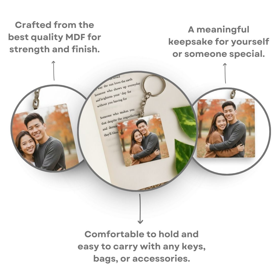 Square Mdf Double Side Photo Keychain