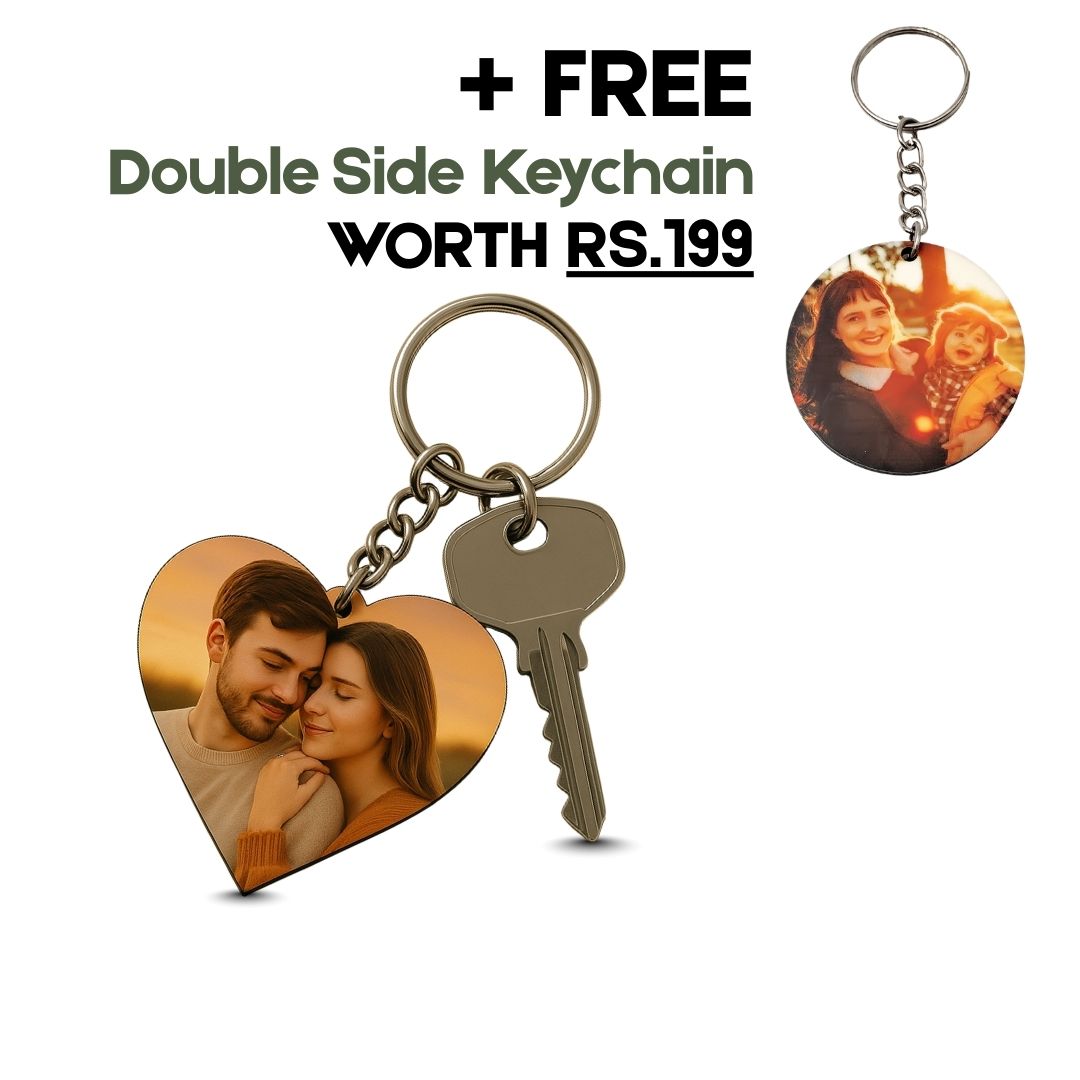 Heart Mdf Double Side Photo Keychain