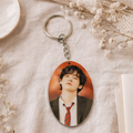 Oval Mdf Double Side Photo Keychain