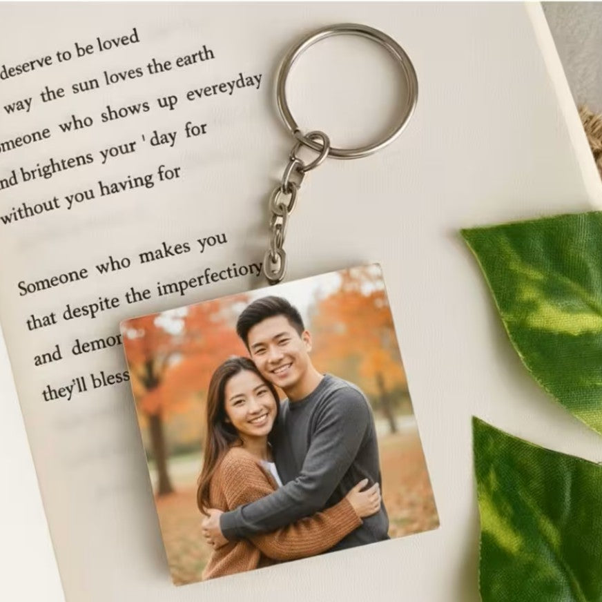 Square Mdf Double Side Photo Keychain