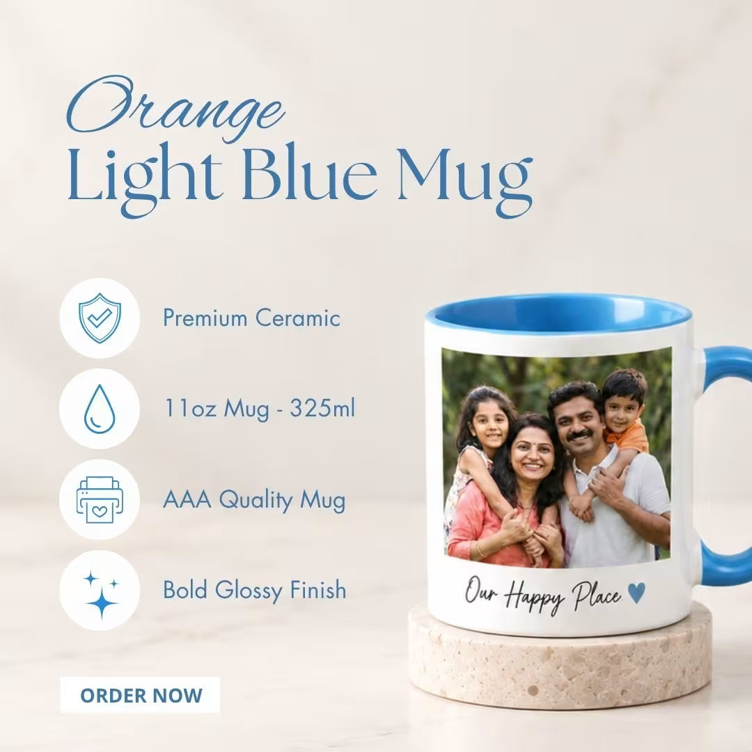 Light Blue Ceramic Customized Photo Mug