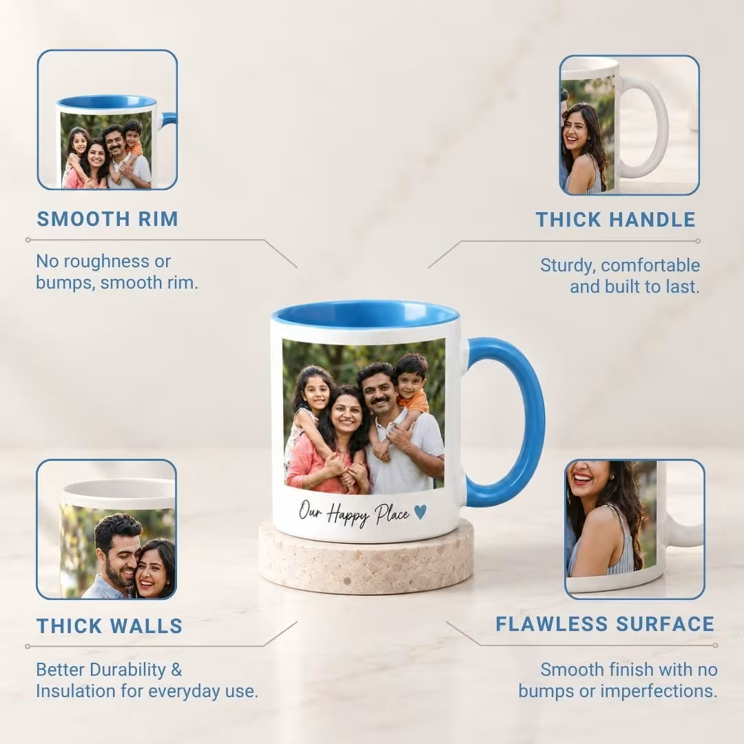 Light Blue Ceramic Customized Photo Mug