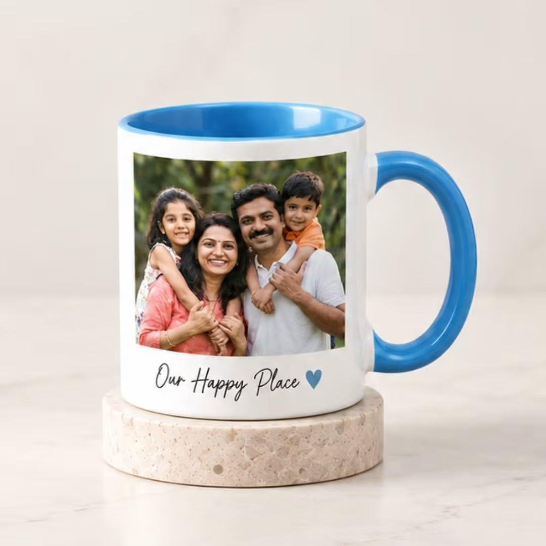 Light Blue Ceramic Customized Photo Mug