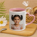 Pink Heart Handle Ceramic Photo Mug