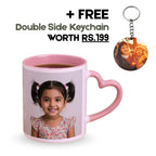 Pink Heart Handle Ceramic Photo Mug