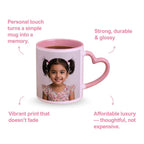 Pink Heart Handle Ceramic Photo Mug