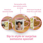 Pink Heart Handle Ceramic Photo Mug