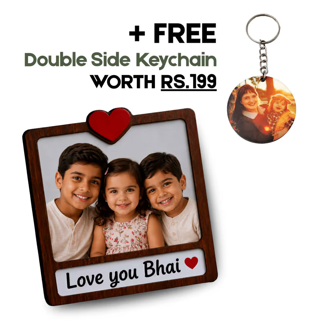 Love you Bhai Photo Wooden Fridge Magnet