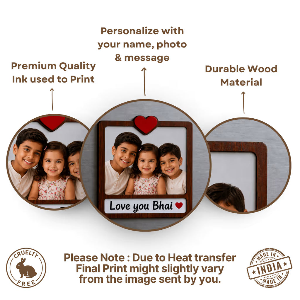 Love you Bhai Photo Wooden Fridge Magnet