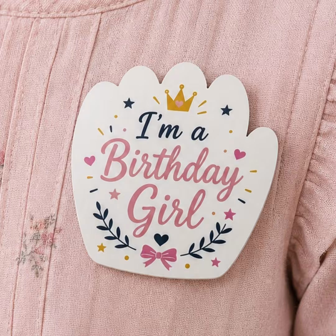 Customized MDF Hand Shaped Badge (Safety Pin Attachment)
