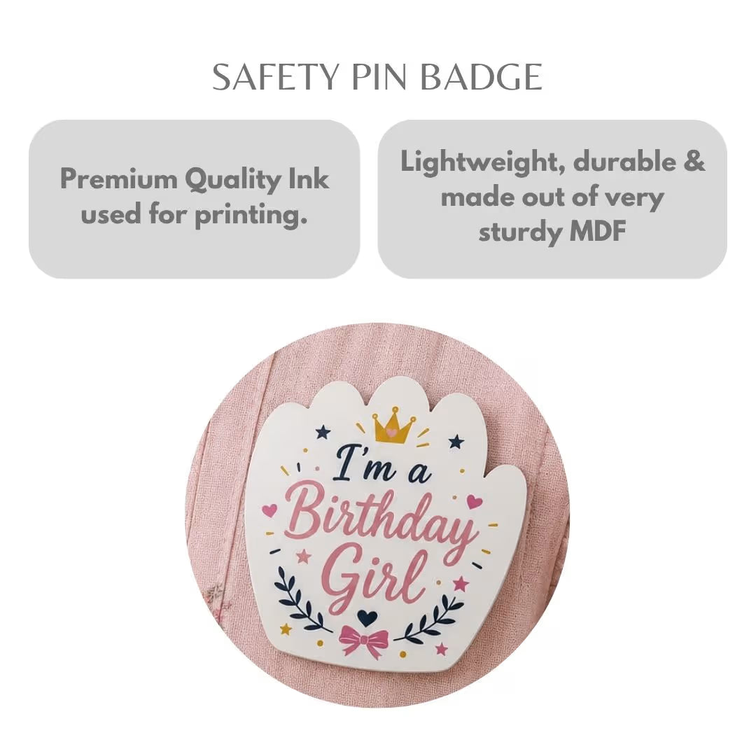 Customized MDF Hand Shaped Badge (Safety Pin Attachment)