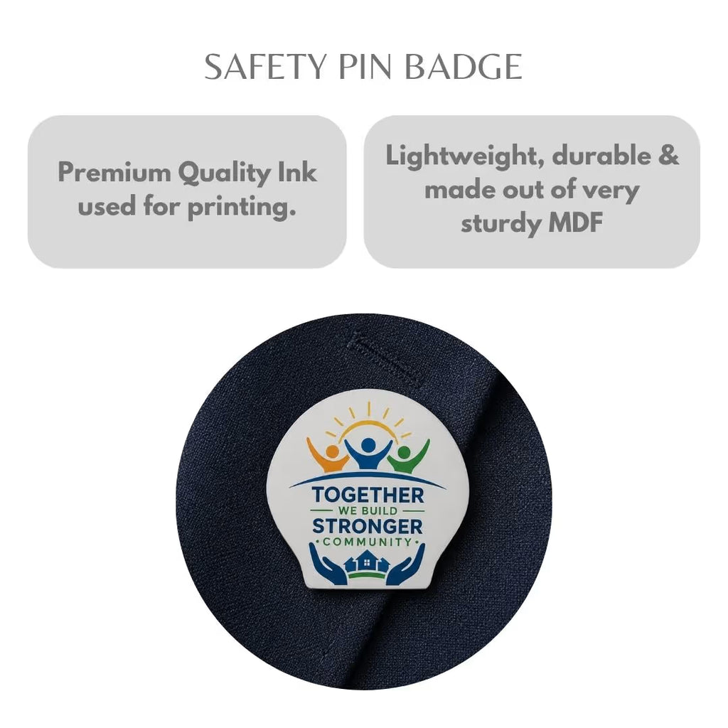 Customized MDF Shell Shaped Badge (Safety Pin Attachment)