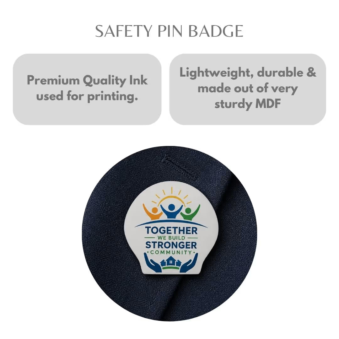 Customized MDF Shell Shaped Badge (Safety Pin Attachment)