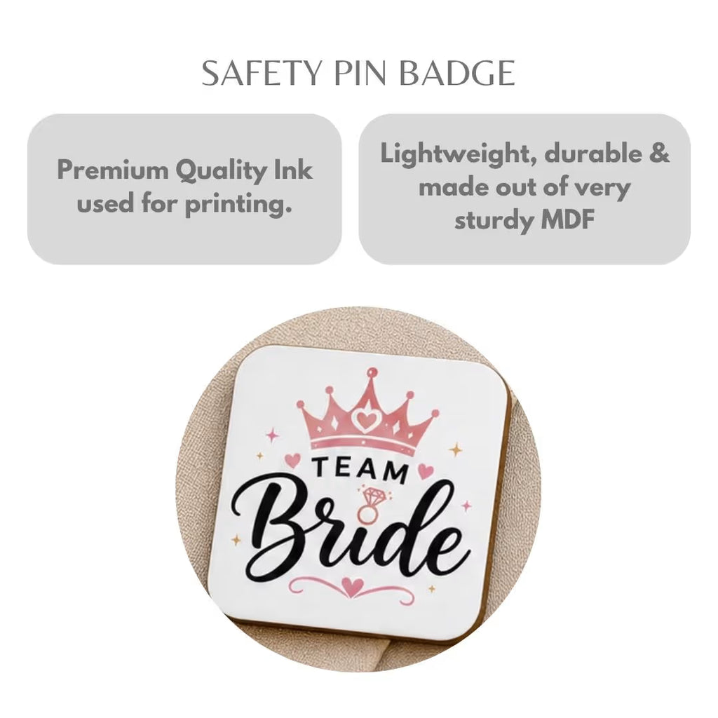 Customized MDF Square Badge (Safety Pin Attachment)