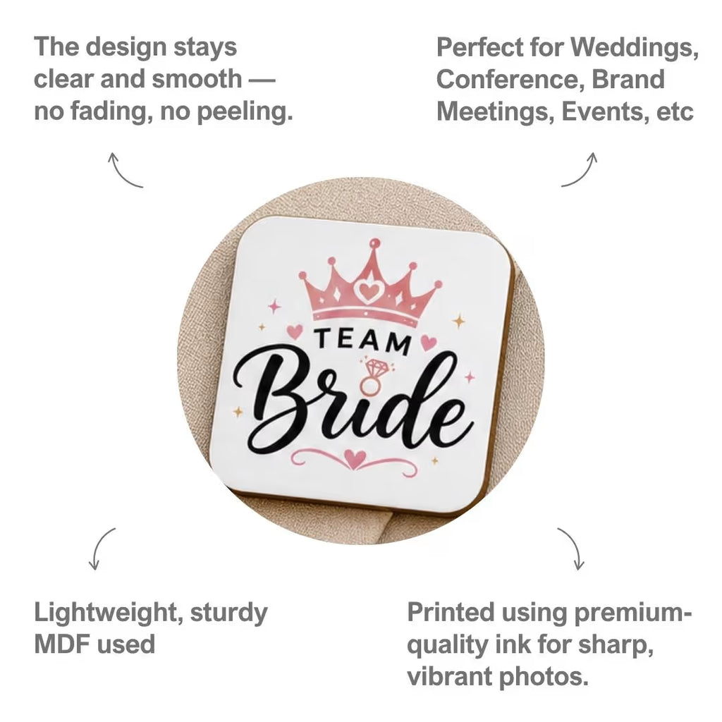 Customized MDF Square Badge (Safety Pin Attachment)