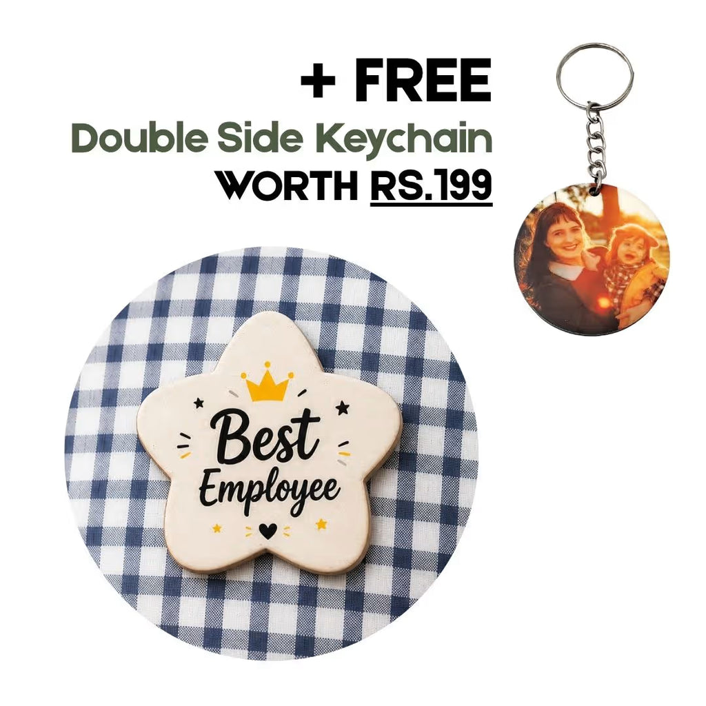 Customized MDF Star Shaped Badge (Safety Pin Attachment)