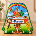 Jungle Theme Drawstring Shoulder Bag with Name