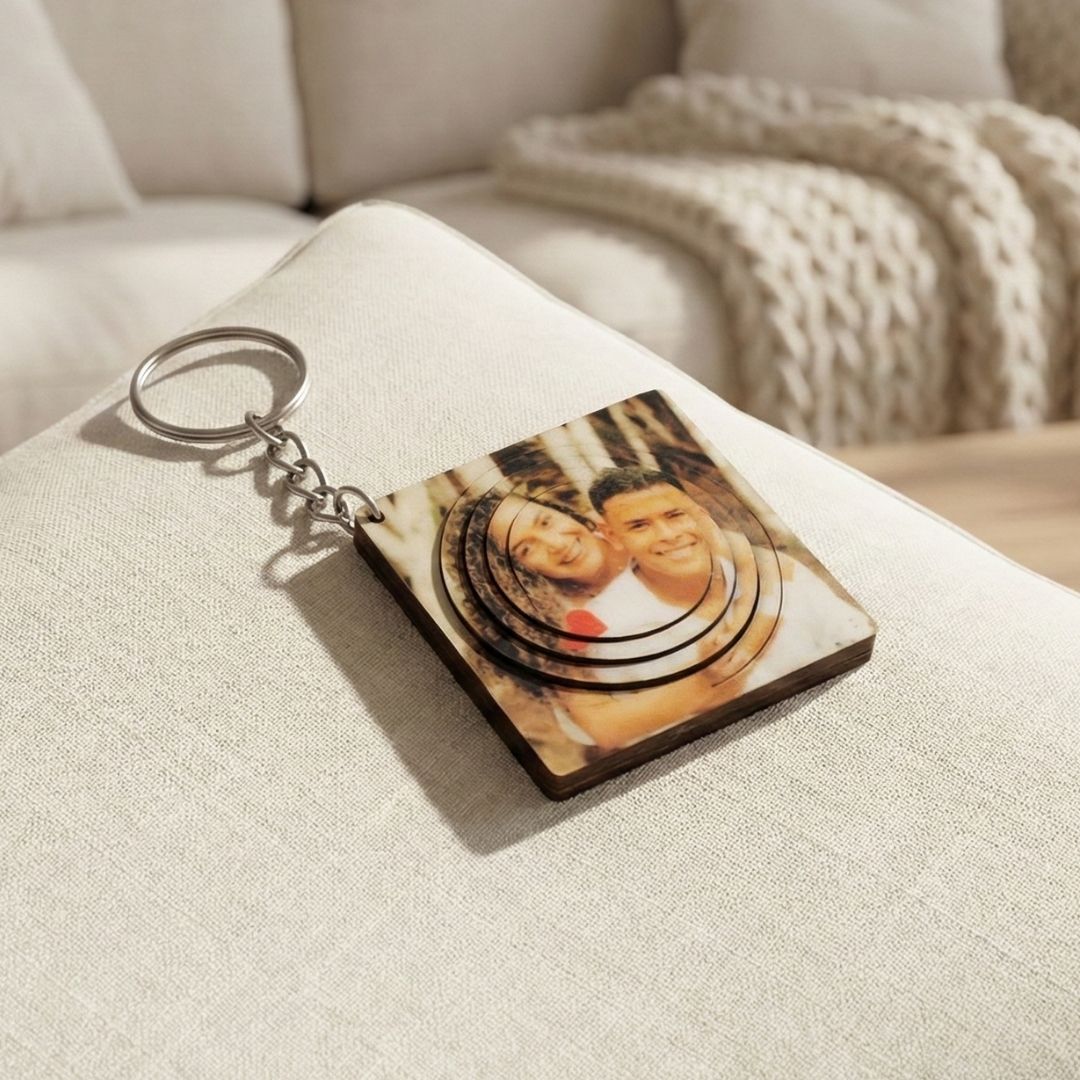 Circle Customized 3d Photo Keychain