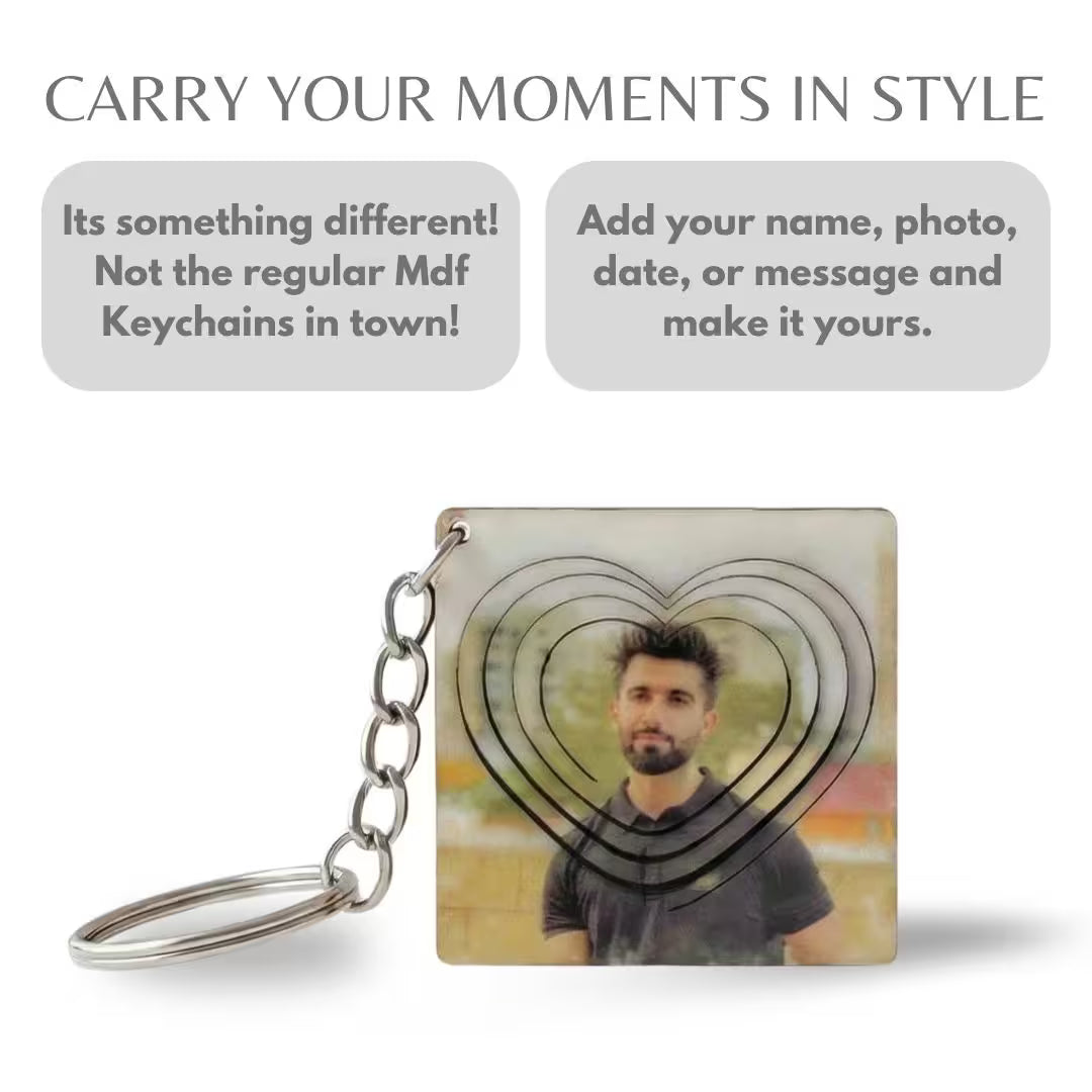 Heart Customized 3d Photo Keychain