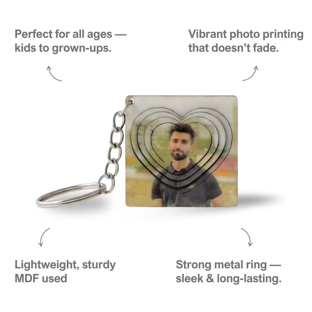 Heart Customized 3d Photo Keychain