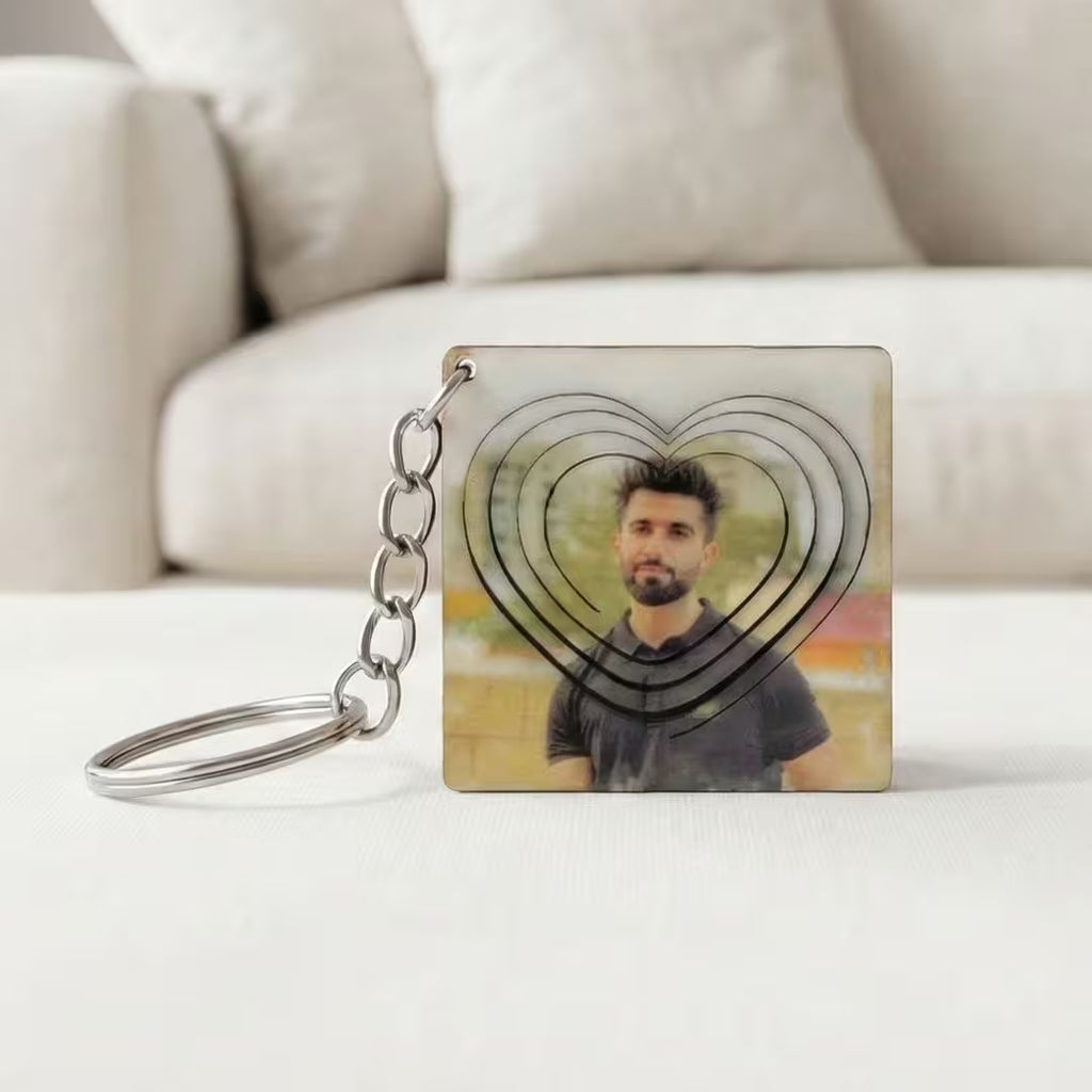 Heart Customized 3d Photo Keychain