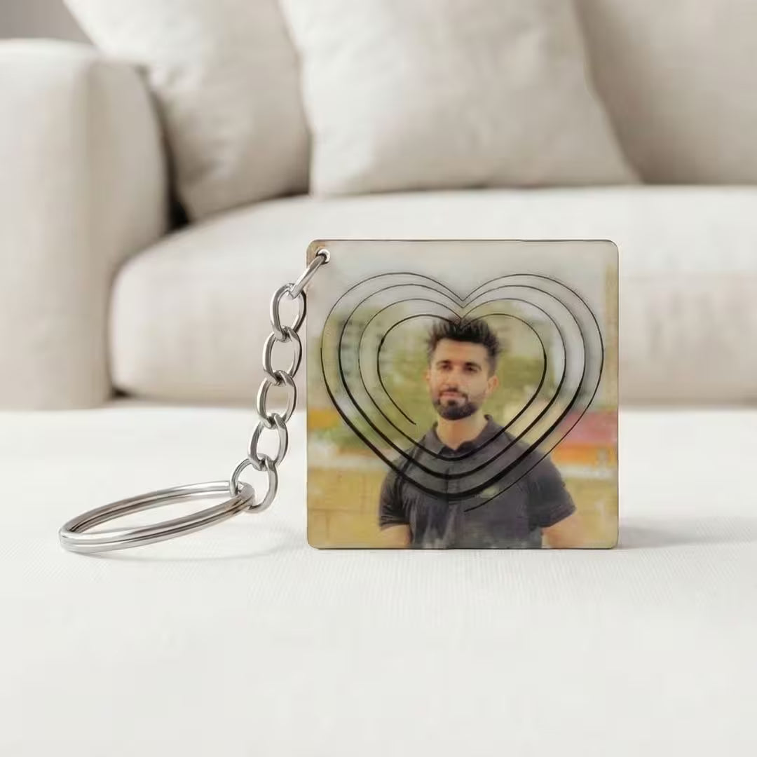 Heart Customized 3d Photo Keychain