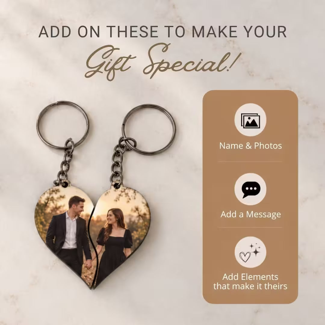Joint Heart Mdf Double Side Photo Keychain