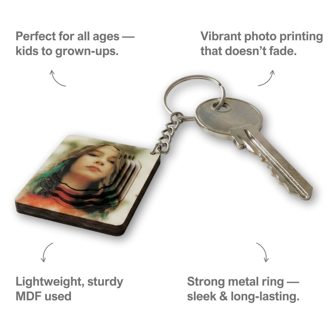 Rectangle Customized 3d Photo Keychain