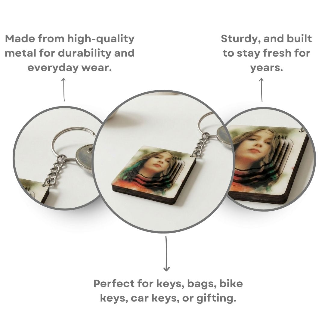 Rectangle Customized 3d Photo Keychain