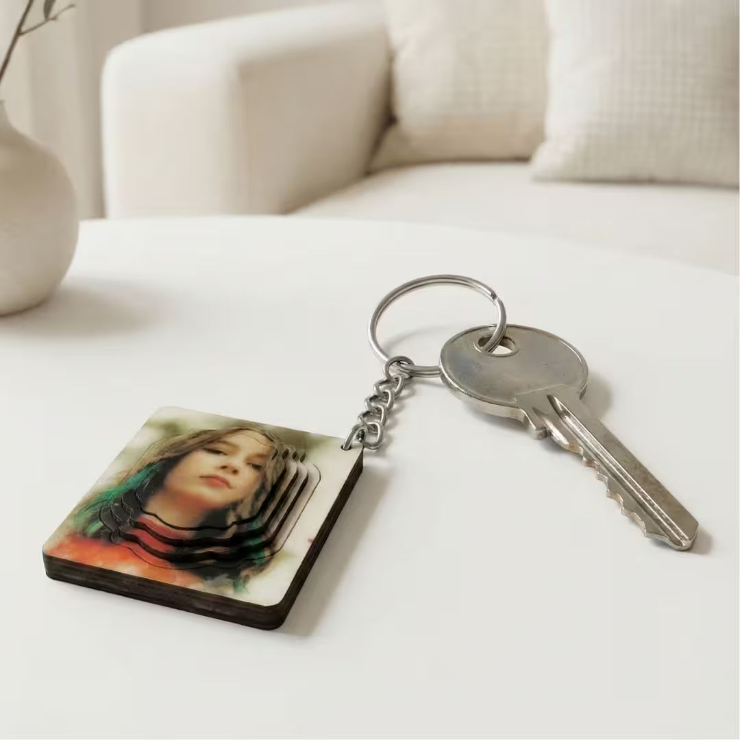Rectangle Customized 3d Photo Keychain
