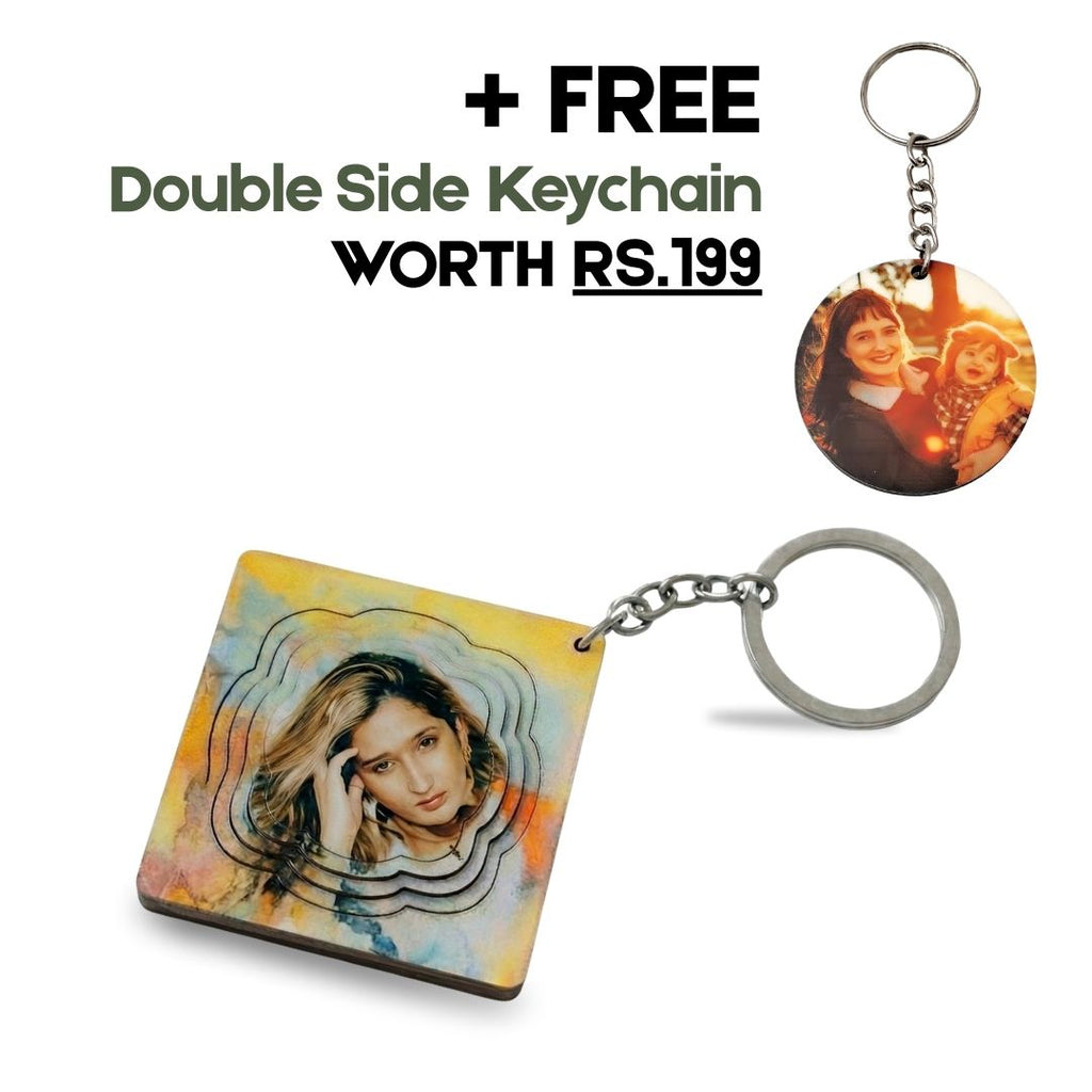 Square Customized 3d Photo Keychain