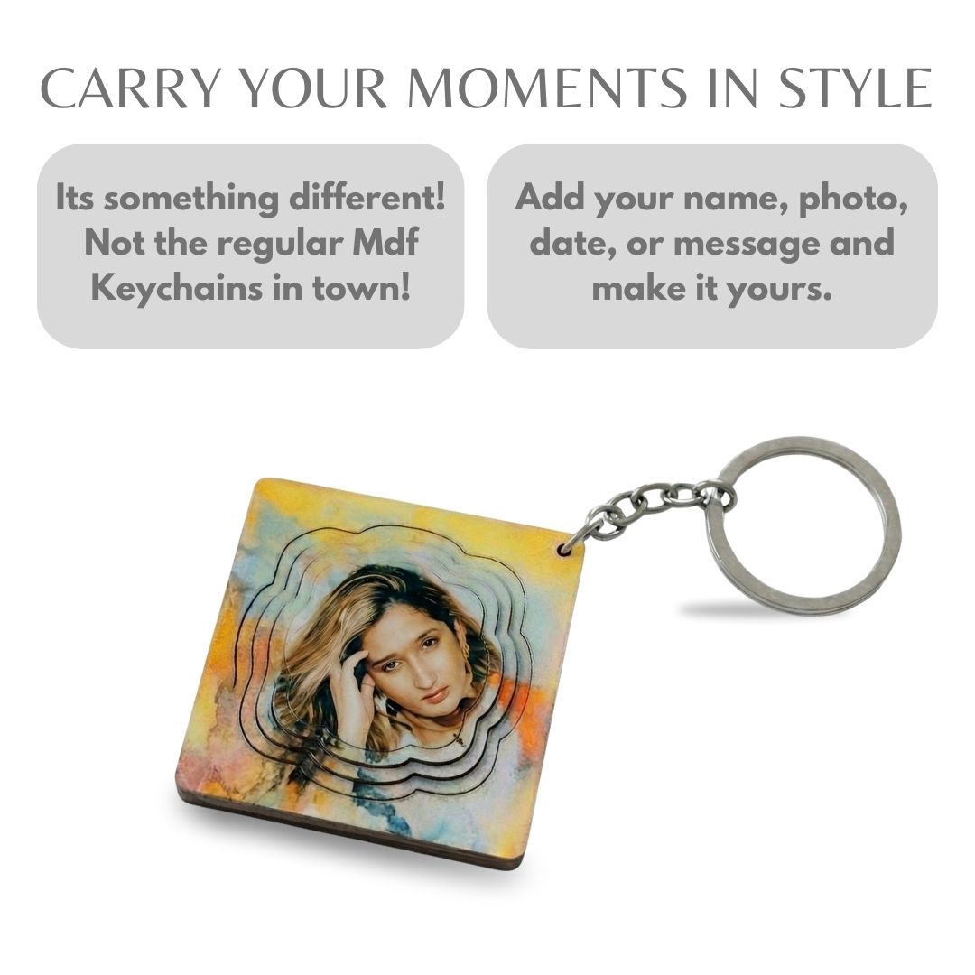 Square Customized 3d Photo Keychain