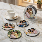 Mom & Daughter MDF Circle Photo Tea Coaster