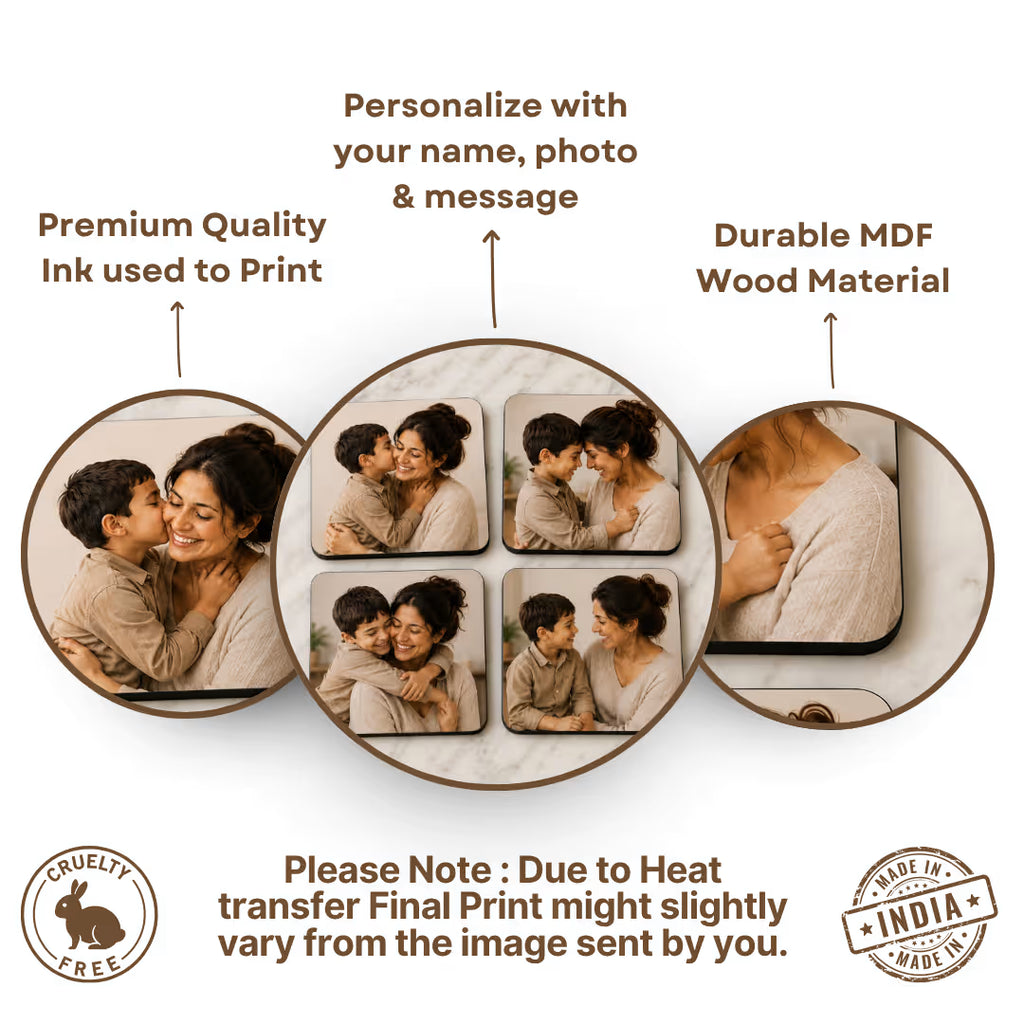 Mom & Son MDF Square Photo Tea Coaster