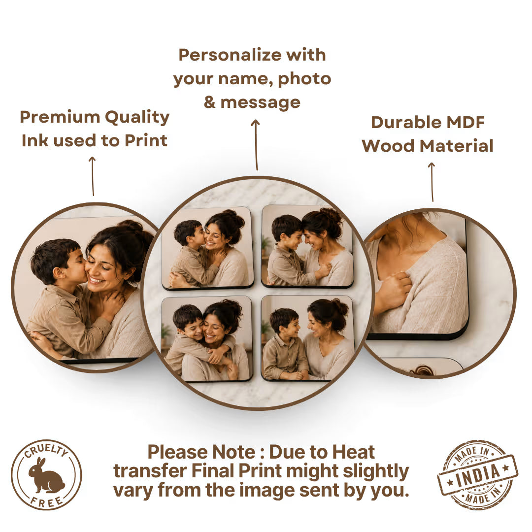 Mom & Son MDF Square Photo Tea Coaster