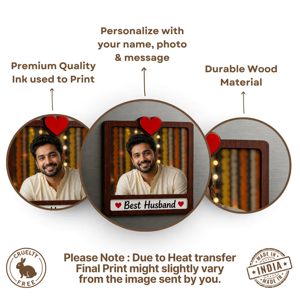 Husband Wooden Personalized Photo Fridge Magnet