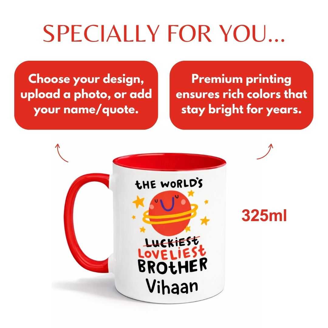 Loveliest Brother Personalized Mug Red