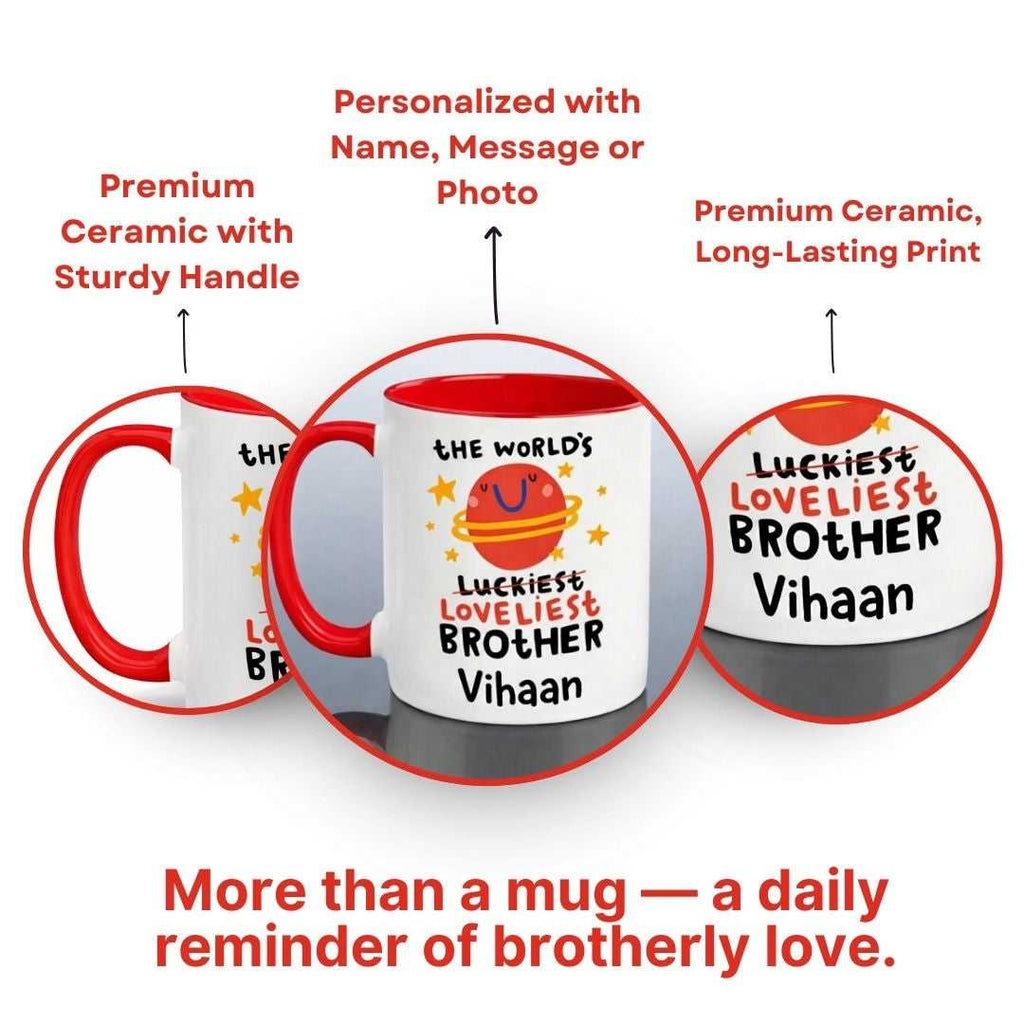 Loveliest Brother Personalized Mug Red