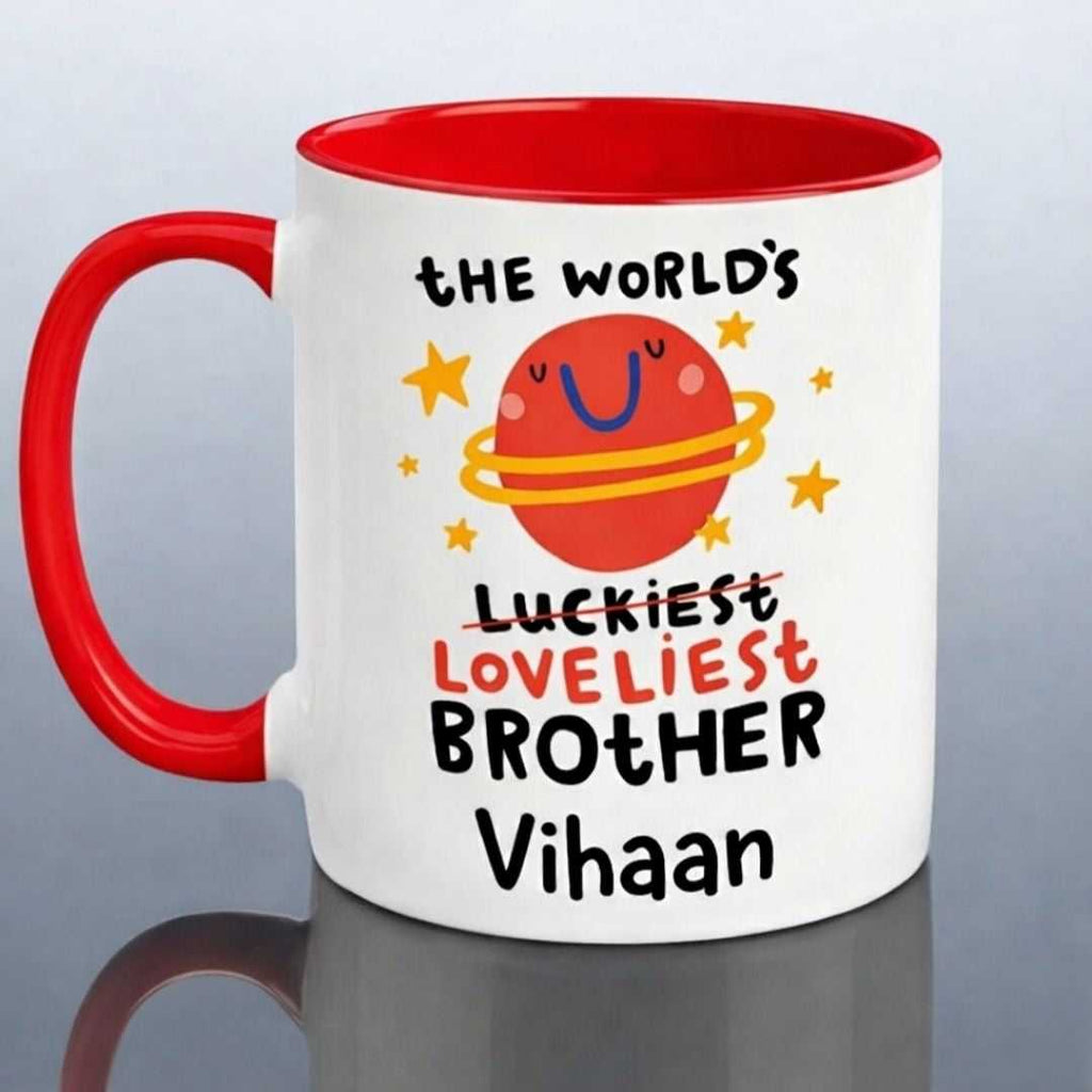 Loveliest Brother Personalized Mug Red