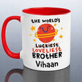 Loveliest Brother Personalized Mug Red