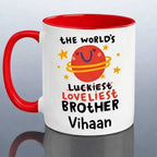 Loveliest Brother Personalized Mug Red