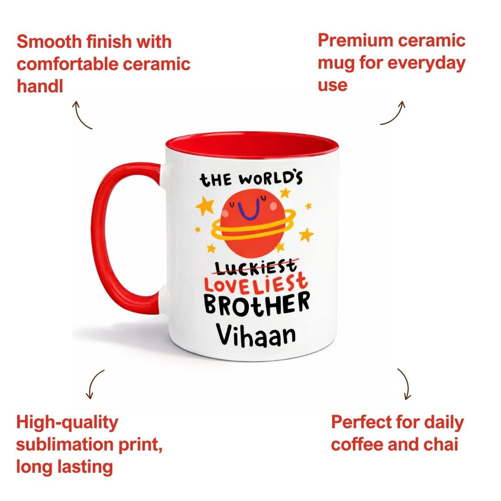 Loveliest Brother Personalized Mug Red