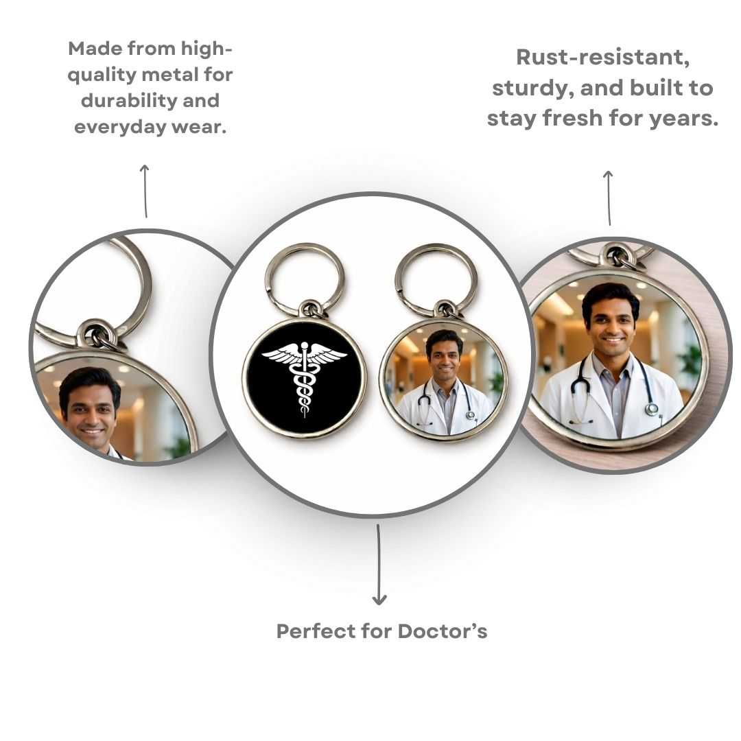 Double Photo Print Personalizedmetal keychain for Doctor