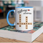 Siblings Crosswords Personalized Mugs Blue
