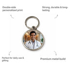 Double Photo Print Personalizedmetal keychain for Doctor